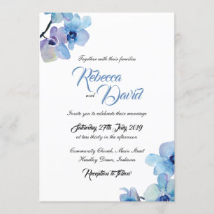 Wedding Invitation Blue Orchid