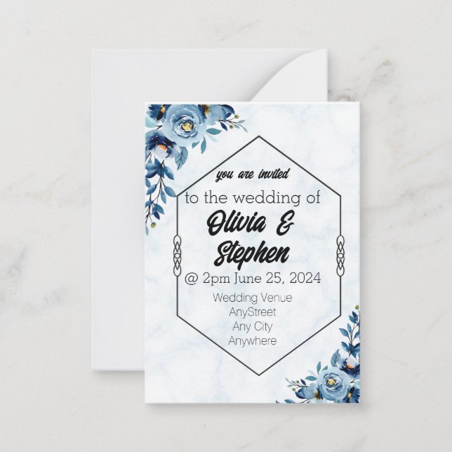 Wedding Invitation- blue roses Invitation (Front)