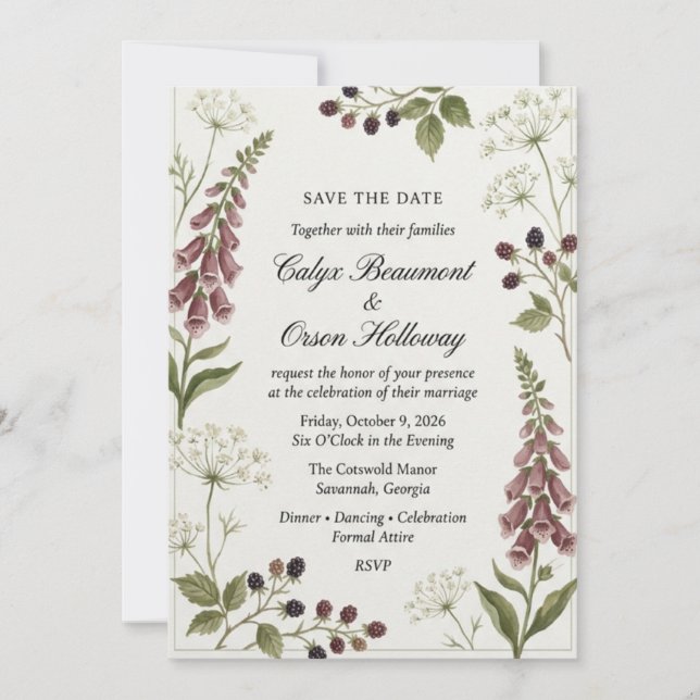wedding invitation, blush rose wedding, lavender  invitation (Front)