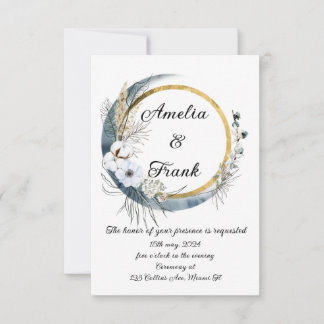 Wedding Invitation  Boho Floral Frame
