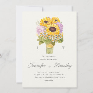 Wedding Invitation Botanical yellow sunflowers