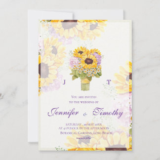 Wedding Invitation Botanical yellow sunflowers 2
