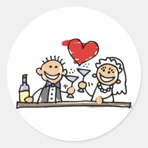 Wedding Invitation Bride Groom RSVP Save The Date Classic Round Sticker