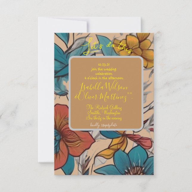 wedding invitation brown foral (Front)