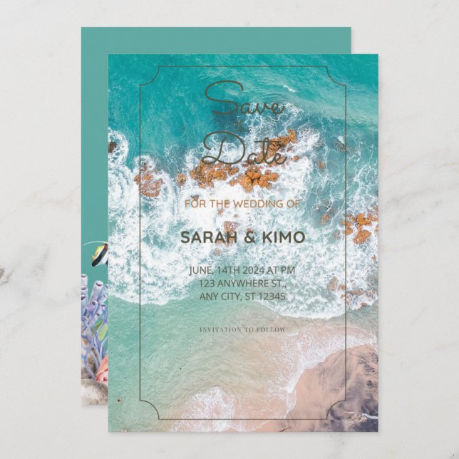 Wedding invitation by the sea (Front/Back)