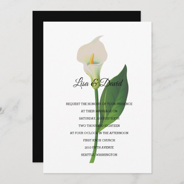 Wedding Invitation-Cala Lily Invitation (Front/Back)