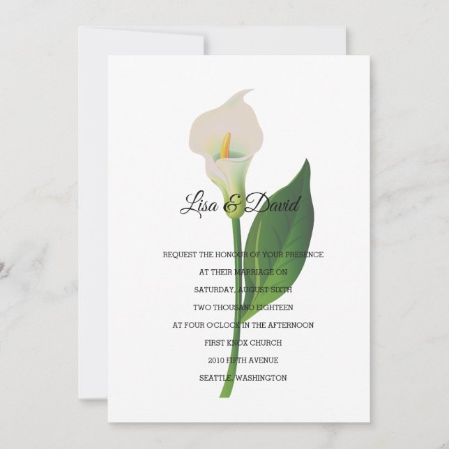 Wedding Invitation-Cala Lily Invitation (Front)