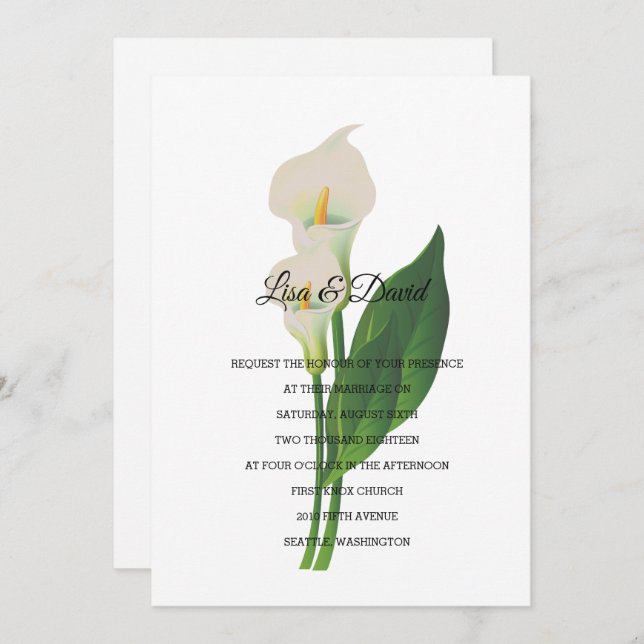 Wedding Invitation-Cala Lily Invitation (Front/Back)