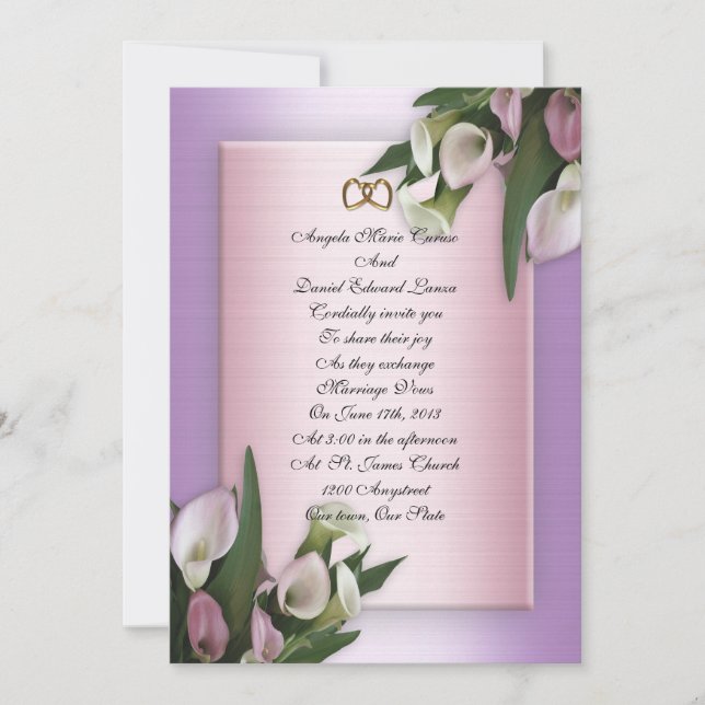 Wedding invitation calla lilies (Front)