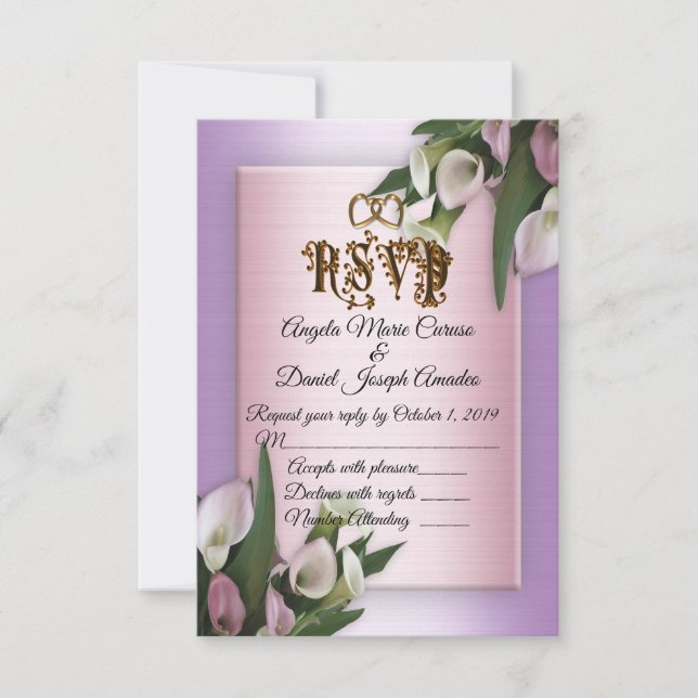 Wedding invitation calla lilies RSVP (Front)