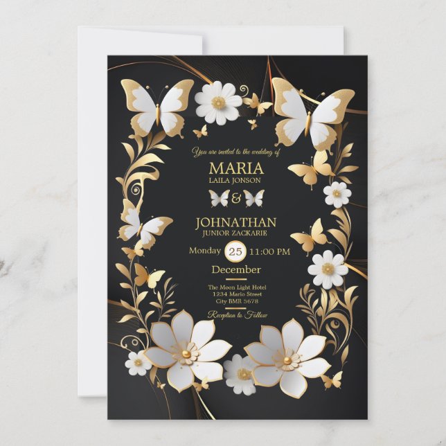 Wedding invitation card butterflies (Front)