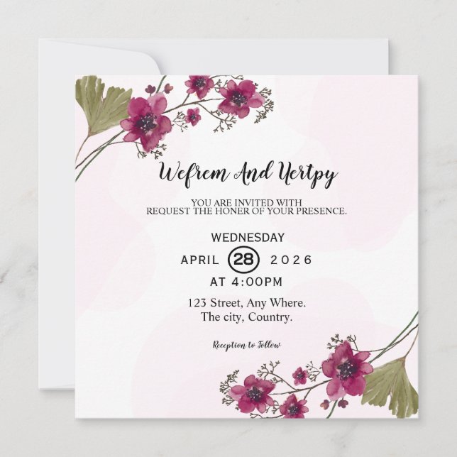 Wedding Invitation Card Design Vector (Front)