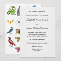 Wedding Invitation Card Elegant Script Animal Fun