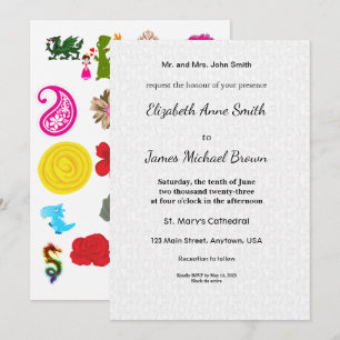 Wedding Invitation Card Elegant Script Floral