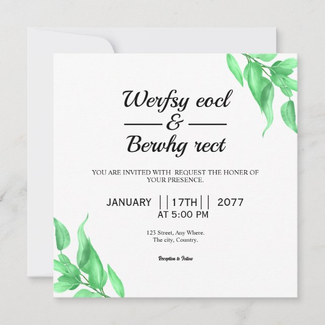 Wedding Invitation Card Floral In Watercolor Style (Front)