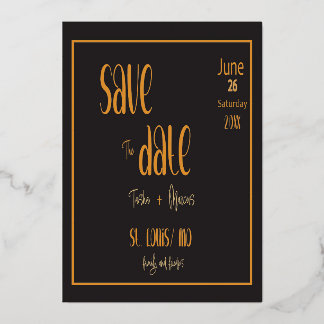Wedding invitation card gold and black