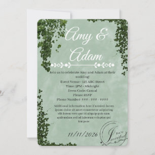 Wedding Invitation Card - Green Plants