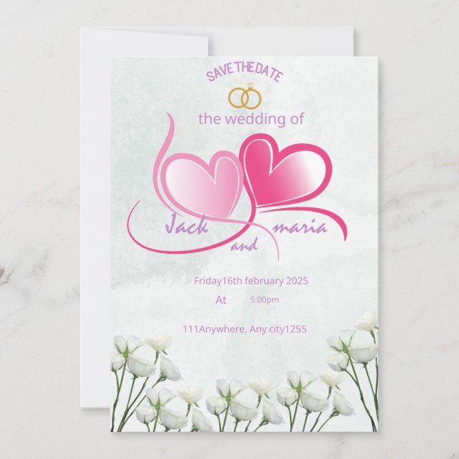 wedding invitation card Size: 5" x 7" (Front)