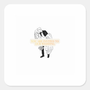 Wedding Invitation Card Square Sticker