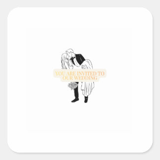 Wedding Invitation Card Square Sticker
