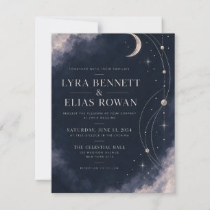 Wedding Invitation Celestial Moonlit Silver Mode