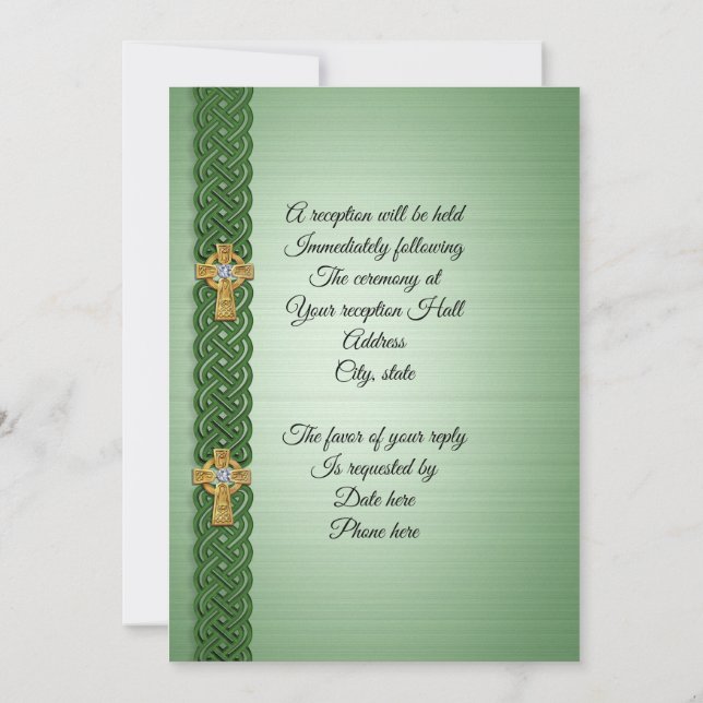 Wedding Invitation Celtic Cross Irish (Back)