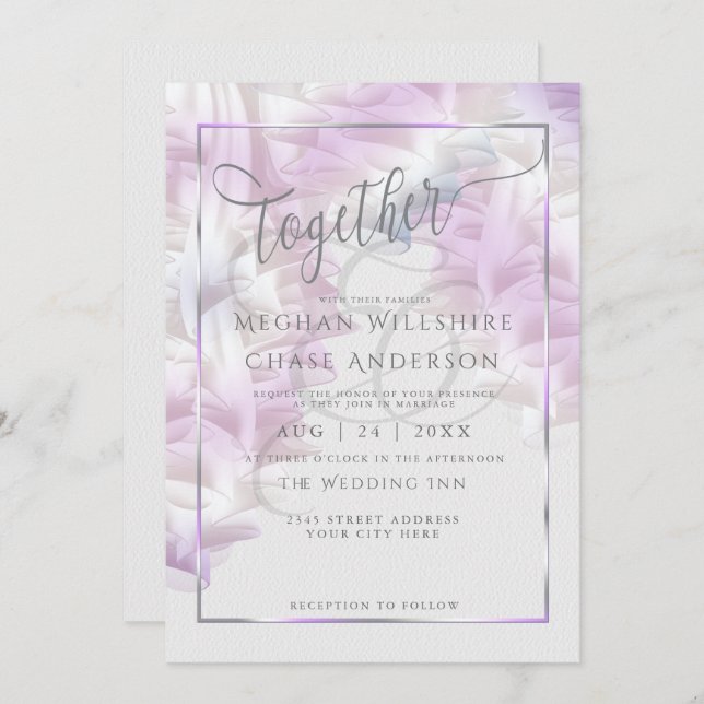 Wedding Invitation |  Chiffon Lilac Ombré Ruffles (Front/Back)