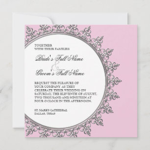 Wedding Invitation - Classic Baroque Swirl Circle