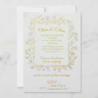 Wedding Invitation - Classic Gold & Olive Branch