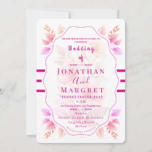 Wedding Invitation Classic Pink Floral Aesthetic