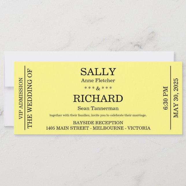 Wedding Invitation (Concert Ticket Styled) (Front)