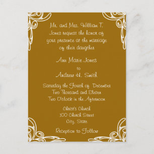 Wedding Invitation Corners Swirl on Carmel Postcard