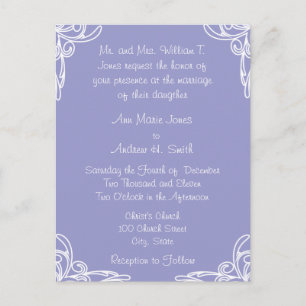 Wedding Invitation Corners Swirl on Periwinkle Postcard
