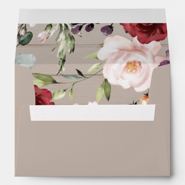 Wedding Invitation Cream Rustic Floral Envelope (Back (Bottom))