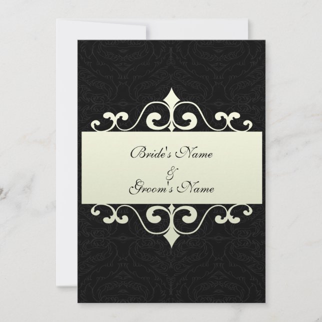 Wedding Invitation - Crystal White on Black backgr (Front)