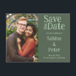 Wedding Invitation Custom Photo SAVE the DATE Card<br><div class="desc">Add your own photo and text to this SAVE THE DATE postcard! Add your own details for your special day. Don't forget the text on the back too. You can change the colours, fonts and layout of the card to suit your needs. I have matching thank you notes, RSVP cards,...</div>