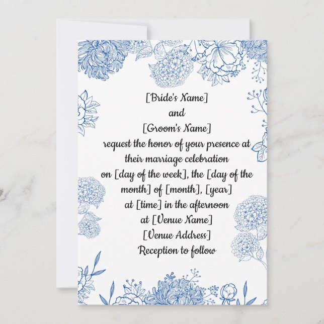 Wedding invitation customisable front and back  (Front)