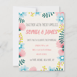 Wedding Invitation Customise Floral Flower Pink