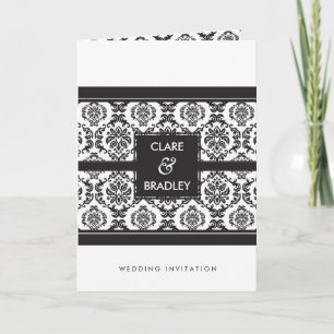 WEDDING INVITATION :: damask landscape black