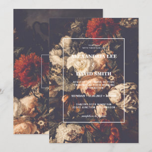 Wedding Invitation Dark Moody Autumn Fall Floral 2