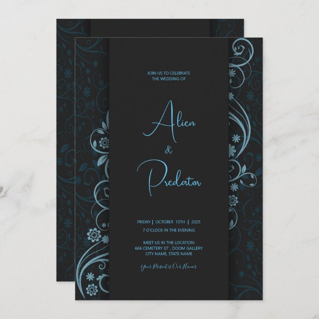 Wedding Invitation, Dark theme and White theme Invitation (Front/Back)