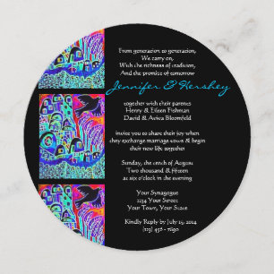 Wedding Invitation - Dove of Peace Ebony - Round