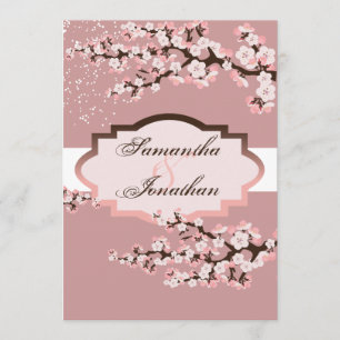 Wedding Invitation Dusty Rose Pink Cherry Blossom