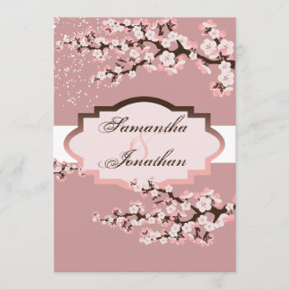 Wedding Invitation Dusty Rose Pink Cherry Blossom