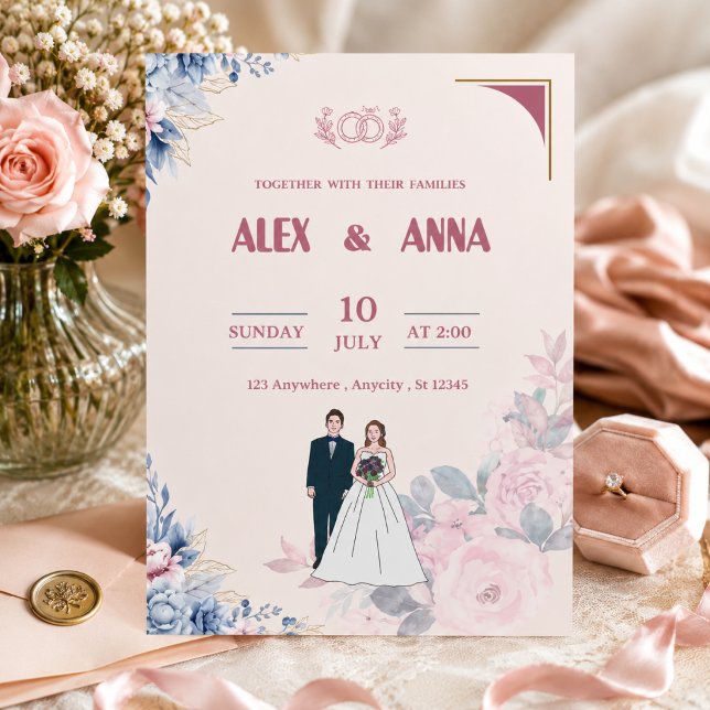Wedding Invitation Elegant Blush Floral Card (Creator Uploaded)