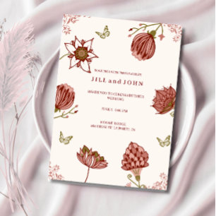 Wedding Invitation Elegant Blush Pink Floral