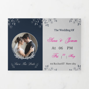 Wedding Invitation   Elegant Bride & Groom Illustr
