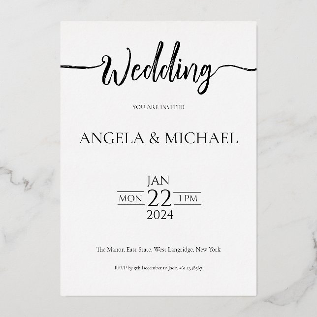 Wedding Invitation Elegant Calligraphy (Front)