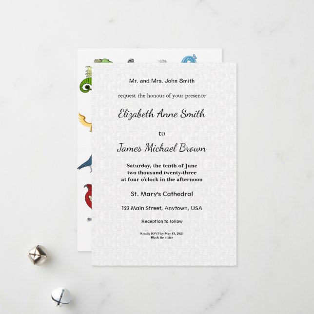 Wedding Invitation Elegant Classic Script Card (Front/Back In Situ)