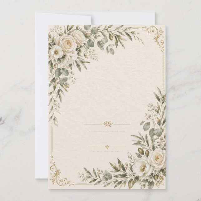 Wedding Invitation Elegant European Botanical  (Front)